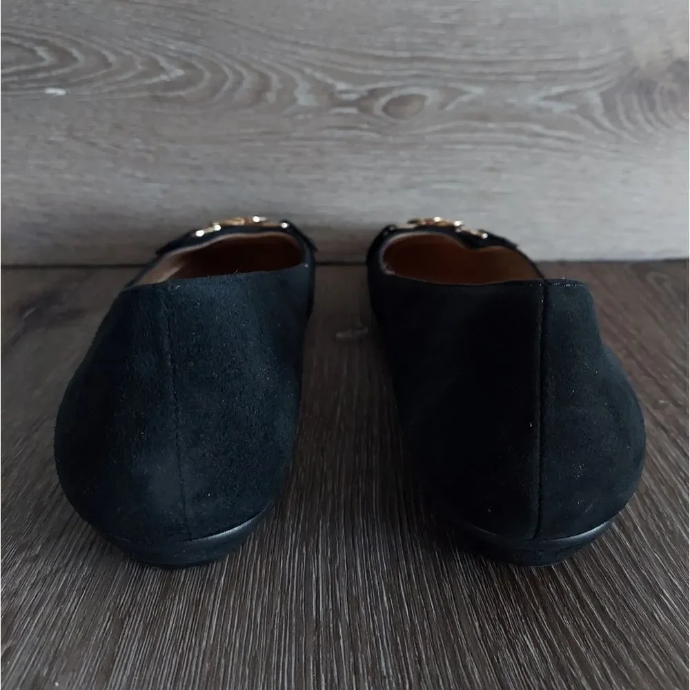 Next Black Suede Flats with Gold Accents 9
